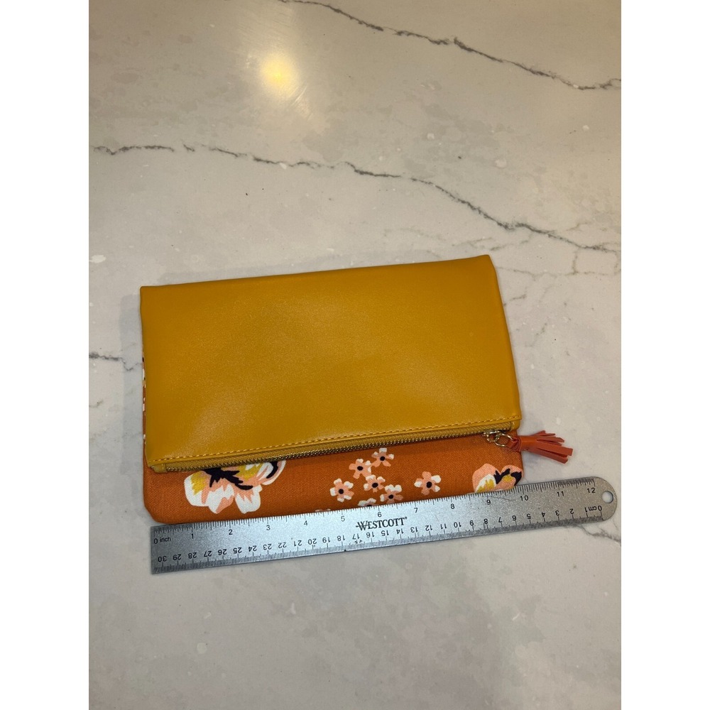 Rachel Pally "Zahara" Orange Floral Print Zipper Reversible Clutch Bag Purse - Picture 4 of 5